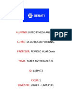 Tarea Entregable 02 - Desarrollo Personal, Alumno Jayro Pineda Aguirre