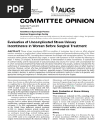 Committee Opinion: Evaluation of Uncomplicated Stress Urinary Incontinence in Women Before Surgical Treatment