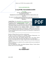 Bolivia: Ley #849, 14 de Noviembre de 2016