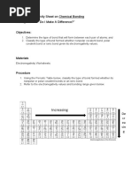 Grade 9 Activity Sheet On Chemical Bonding Activity: 4 " Do I Make A Difference?"