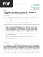 The Effects of Firm-Specific Factors On The Profitability of Non-Life Insurance Companies in Turkey