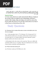 7A 4universe Speas Tawheed Study Questions