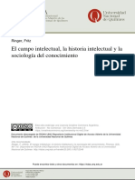 Fritz Ringer. El Campo Intelectual, La Historia Intelectual y La Sociología Del Conocimiento