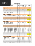 Earthwork in Excavation in Foundation:: Quantity Sheet