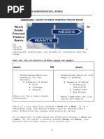 Lesson One - Wants Vs Needs: Personal Finance Basics