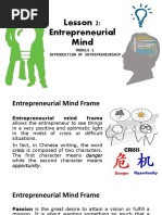 Lesson 2: Entrepreneurial Mind: Introduction of Entrepreneurship