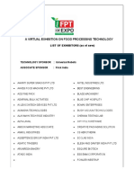 A Virtual Exhibition On Food Processing Technology: List of Exhibitors (As of Now)