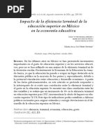 Impacto de La Eficiencia Terminal de La Educación Superior en México en La Economía Educativa