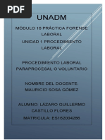 Unadm: Módulo 16 Práctica Forense Laboral Unidad 1 Procedimiento Laboral