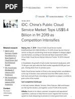 IDC - China's Public Cloud Service Market Tops US$5.4 Billion in 1H 2019 As Competition Intensifies