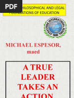 History, Philosophical and Legal Foundations of Education: Michael Espesor, Maed