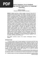 Contrastive Analysis, Error Analysis, Interlanguage and The Implication To Language Teaching