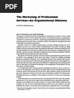 The Marketing of Professional Services-An Organisational Dilemma