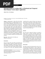 Hydrogen Induced Cracking (HIC) of Hardened and Tempered Steel Fastener Used in Space Application