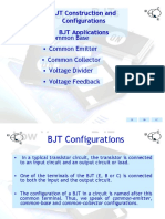 BJT Construction and Configurations BJT Applications: - Common Emitter - Common Base