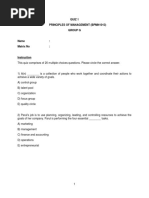 Quiz 1 Principles of Management (Bpmn1013) Group G