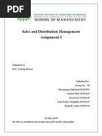 Sales and Distribution Management Assignment-I: Submitted To: Prof. Joydeep Biswas