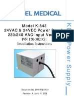 Model K-843 24VAC & 24VDC Power Supply 230/240 VAC Input Version P/N 120-5020G1 Installation Instructions