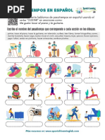 Pictionary Hobbies in Spanish Worksheet Vocabulario Pasatiempos Español