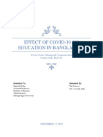 Effect of Covid-19 On Education in Bangladesh: Course Name: Managerial Communication Course Code: BUS 501