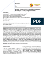 Presence of Coliform and Fecal Coliform and Evaluation of The Drinking Water Quality in Chittagong University Campus