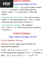 Eigen Values and Eigen Vectors: Characteristic Matrix