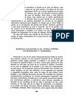 Romulo Gallegos o El Duelo Entre Civilizacion y Barbarie