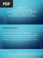 Professionals and Practitioners in Counseling Lesson 1 Roles and Functions of Counselors