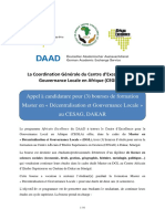 Appel A Candidature Bourse Master Senegal 2020