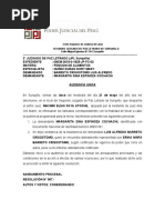 Acta de Audiencia Unica de Barreto Crisostomo