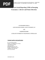 Corporate Social Reporting (CSR) in Emerging Economies: A Review and Future Direction