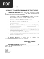 Affidavit To Use The Surname of The Father: in Witness Whereof