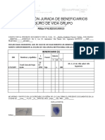 Declaración Jurada de Beneficiarios Seguro de Vida Grupo