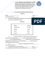 Oral Ommunication Preliminary Examination For GRADE 11