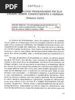 Gilberto Velho - O Antropólogo Pesquisando em Sua Cidade-Sobre Conhecimento e Heresia