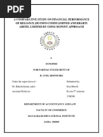 A COMPARATIVE STUDY ON FINANCIAL PERFORMANCE OF RELIANCE JIO INFO-COMM LIMITED AND BHARTI AIRTEL LIMITED BY USING DUPONT APPROACH Synopsis