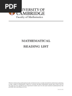 Cambridge Mathematics Reading-List