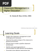 Classroom Management in Higher Education: Dr. Charles M. Ware, D.H.Ed., CHES