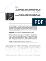 Os Conceitos de Espaço, Lugar e Território Nos Processos Analíticos Da Formação Dos Docentes Universitários