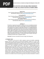 Factors Influencing Sustainable Procurement Practices in The Malaysian Manufacturing Firm