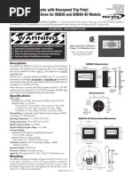 Warning: Digital Tach/Hourmeter With Overspeed Trip Point Installation Instructions For SHD30 and SHD30-45 Models