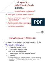 Imperfections in Solids: Issues To Address..