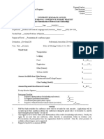 University Research Council Professional Conference Support Request (For Dissemination of Research and Scholarship)