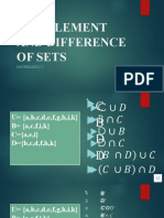 Complement and Difference of Sets