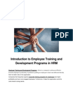 Introduction To Employee Training and Development Programs in HRM