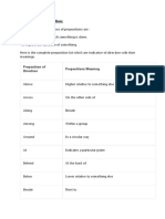 Preposition of Direction Prepositions Meaning