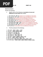 Nestor P. Bello Jr. BSMT-1A8: Products of Sum and Difference of Two Terms