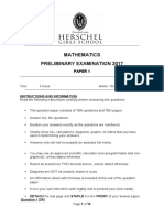 Mathematics Preliminary Examination 2017: Paper 1