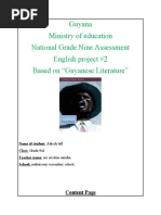 Guyana Ministry of Education National Grade Nine Assessment English Project #2 Based On "Guyanese Literature"