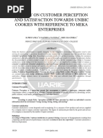 A STUDY ON CUSTOMER PERCEPTION AND SATISFACTION TOWARDS UNIBIC COOKIES WITH REFERENCE TO MEKA ENTERPRISES Ijariie10124